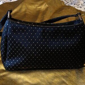 Black Evening Party Purse with silver dot sequins 9 X 5 inches
